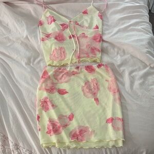 Amazon Pink and Yellow Floral Two-Piece Set